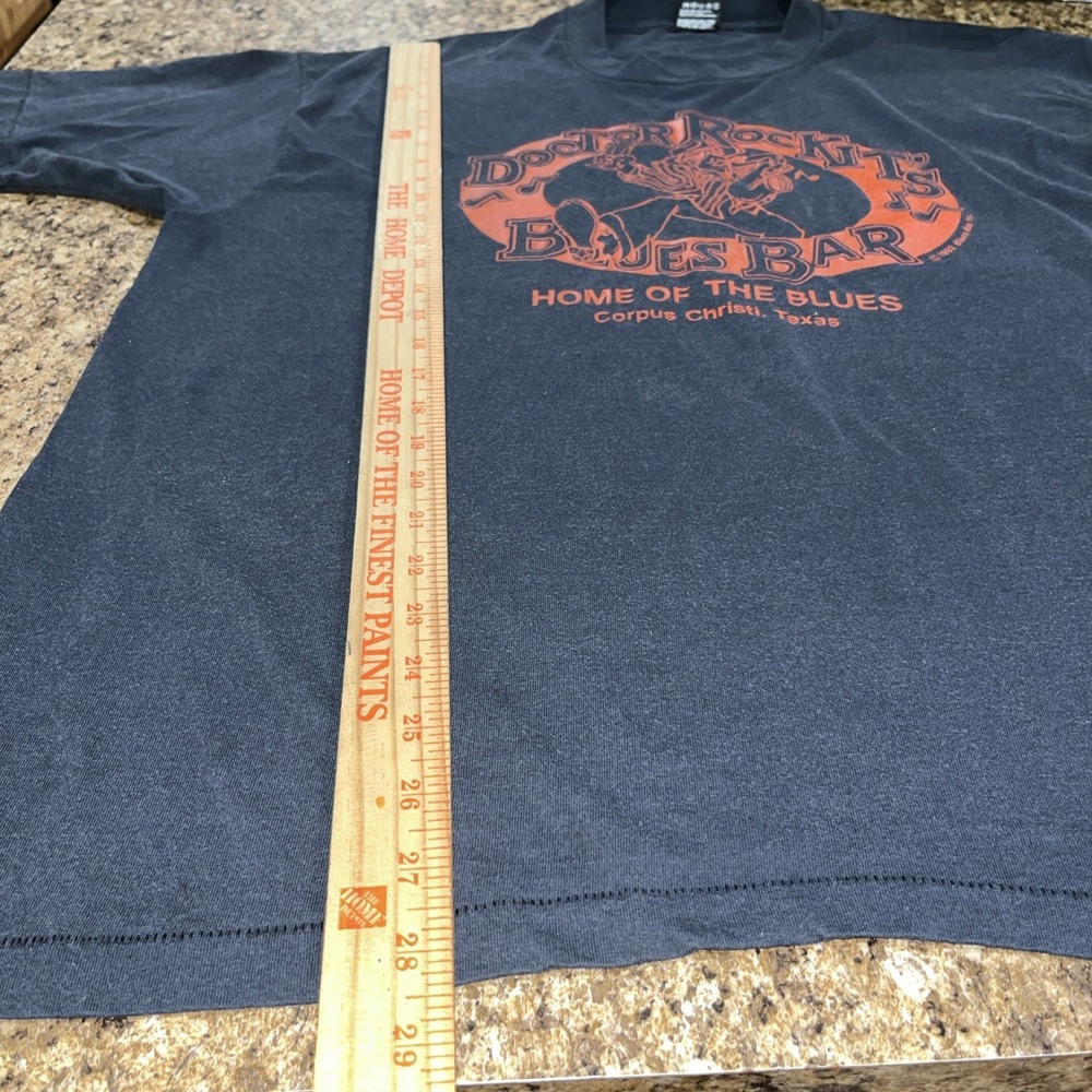 Vtg Black T-shirt Doctor Rockit's Blues Bar Corpus Christi, Tx Single Stitch XXL - Picture 12 of 13
